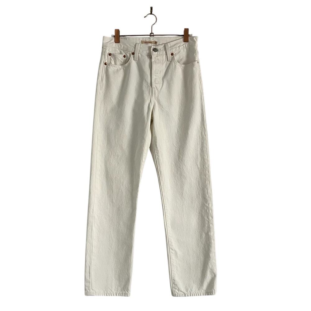 Levi's Wedgie Straight Ankle Jeans Off White Sz 26 Americana Heritage Chic Vibe - Picture 2 of 10